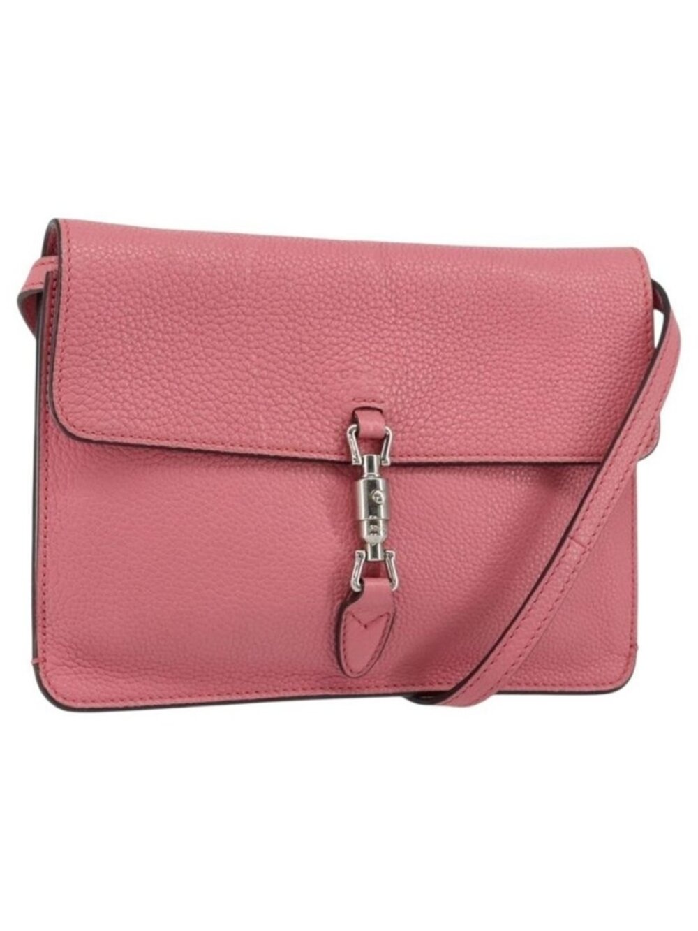Authentic GUCCI New Jackie Shoulder Bag Leather Pink Silver